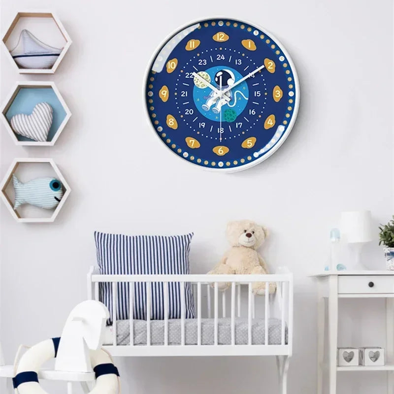 New 8 Inch Round Wall Clock Modern Design Silent Timepieces For Kids Sitting Room Bedroom Learning Clocks Decoration Accessories