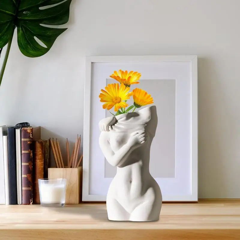 Female Body Vase Modern Ceramics Flower Vase In Female Body Shape Multi-Purpose Aesthetic Room Decor Flower Pot For Dry Flowers