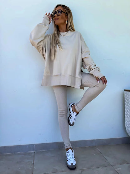 Spring summer 2024 new Shirt  casual loose-fitting sweater tight pants 2 piece suit sets for women 2 pieces trousers sets