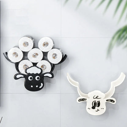 Wall Mounted Paper Storage & Organizer Sheep 7 Rolls Toilet Paper Stand Bathroom Decor Tissue Shelf Bathroom Decorative Hardware