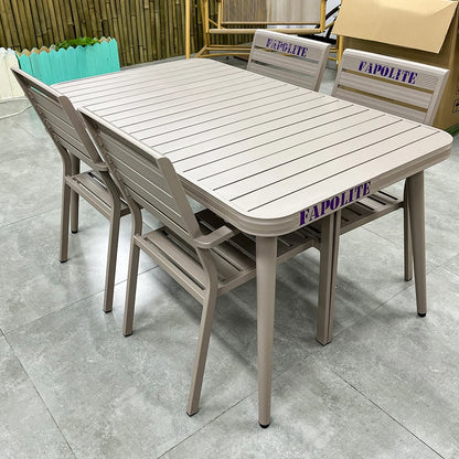 FAPOLITE Patio Dining Table and chair Courtyard Garden Furniture Sets, Aluminum Alloy, Outdoor Table and Chairs Set for 4 seats