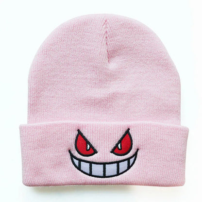 Mouth Eyes Embroidery Elasticity Cartoons Beanie Winter Keep Warm Fashion Autumn Crimping Woman Men Knitted Hat Skull Cap