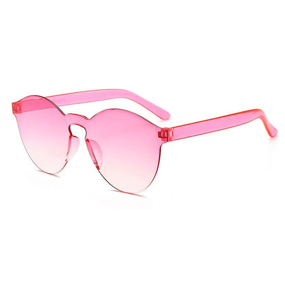 Color Sunglasses Women Ladies Cat Ear Round Rimless Sun Glasses Female Girls Ocean Candy Lens Shades Fashion Eyewear Men UV400