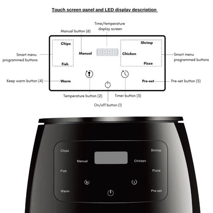 6L Air fryer Multi-functional intelligent touch screen oven Large capacity Electro mechanical  deep fryer for home  airfryer