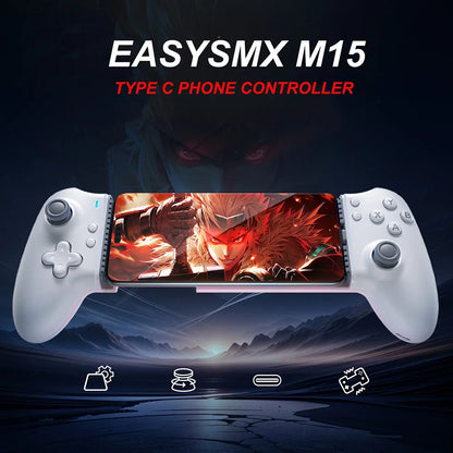 EasySMX M15 Mobile Phone Gamepad Type C Hall Mechanical Controller for Android Phone iPhone 15/16 Cloud Gaming Xbox Game Pass