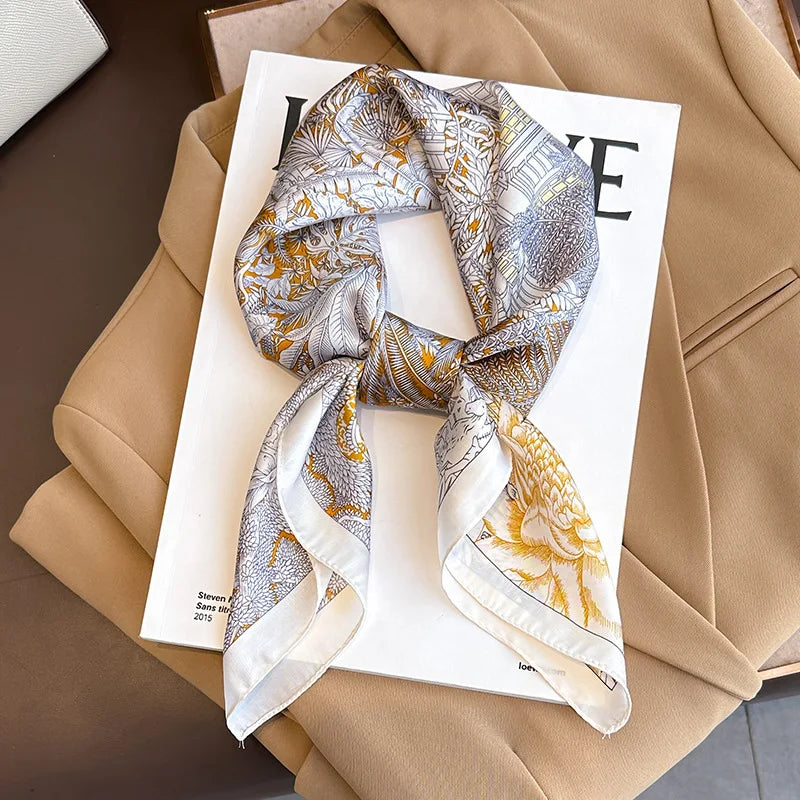 Silk Square Scarf Women Satin Shawls Neckerchief Casual Scarves Bandana Hair Hjiab 70*70cm 2023 New Fashion Luxury Brand