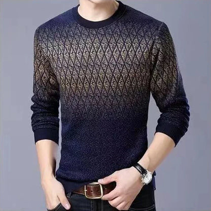 Autumn and Winter Men's Sweater Stripe Knitwear Pullover Long Sleeve Sweater