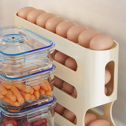 4 Layers Automatic Rolling Holder Rack Fridge Eggs Storage Box Container Kitchen Refrigerator Egg Dispenser Fridge Egg Organizer