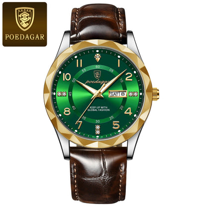 POEDAGAR Luxury High Quality Watches for Men Sport Quartz Leather Man Watch Waterproof Luminous Date Week Men's Watch Male Reloj