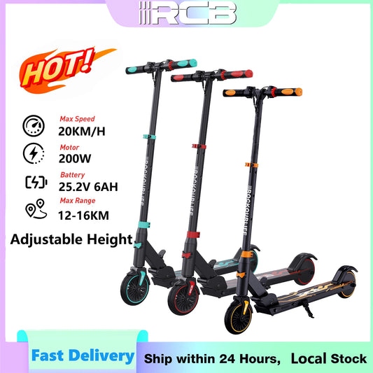 RCB Electric Scooter for Kids Ages 6-8-12, R15 Kids Electric Scooter, 20 KM/H Top Speed, 16KM Range, 3 Heights Adjustable, Gifts