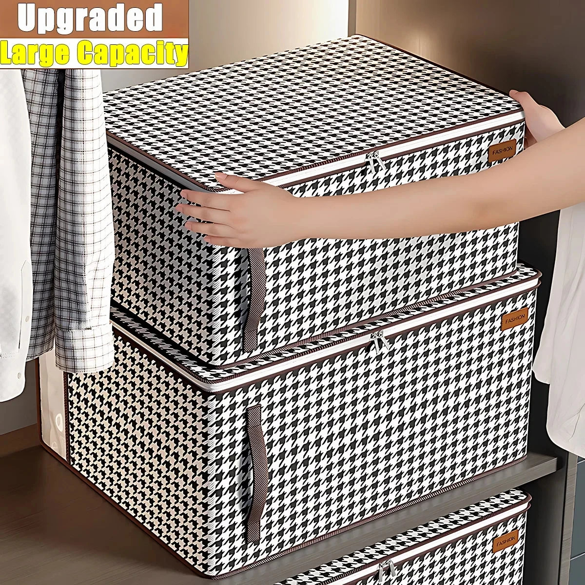 Storage Bag Large Capacity Quilt Bag Home Wardrobe Clothing Organising Box Thousand Bird Grid Dust Packing Moving Bag