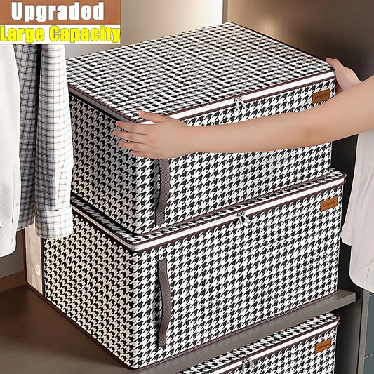 Storage Bag Large Capacity Quilt Bag Home Wardrobe Clothing Organising Box Thousand Bird Grid Dust Packing Moving Bag