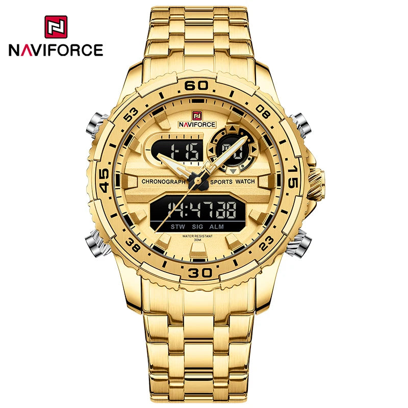 Original Brand NAVIFORCE Quartz Watch For Men  Sports Stainless Steel Strap Wrist Watches Waterproof Analog Digitals Clock 2024