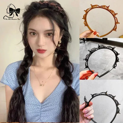 2024 New Double Band Headbands for Women Hairstyle Fashion Non-Slip Hair Bands with Clips  Bezel Hair Hoop Hair Headwear