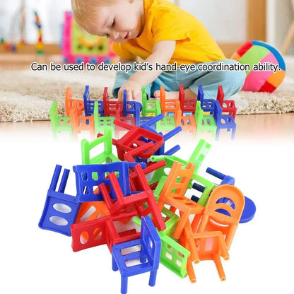 18Pcs/Set Balance Chairs Board Game Mini Stacking Blocks Assembly Family Balancing Training Interactive Educational Toy for Kids