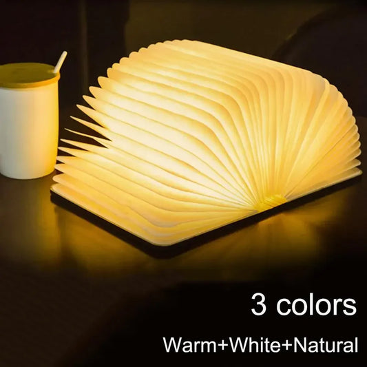 Creative 3 5 Color 3D LED Book Night Light Wooden 5V USB Rechargeable Magnetic Foldable Bedroom Desk Table Lamp Home Decoration