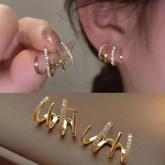 Korean Fashion Shiny Zircon Four Claws Stud Earrings for Women Dainty Ear Studs Girls Birthday Party Wedding New Fashion Jewelry