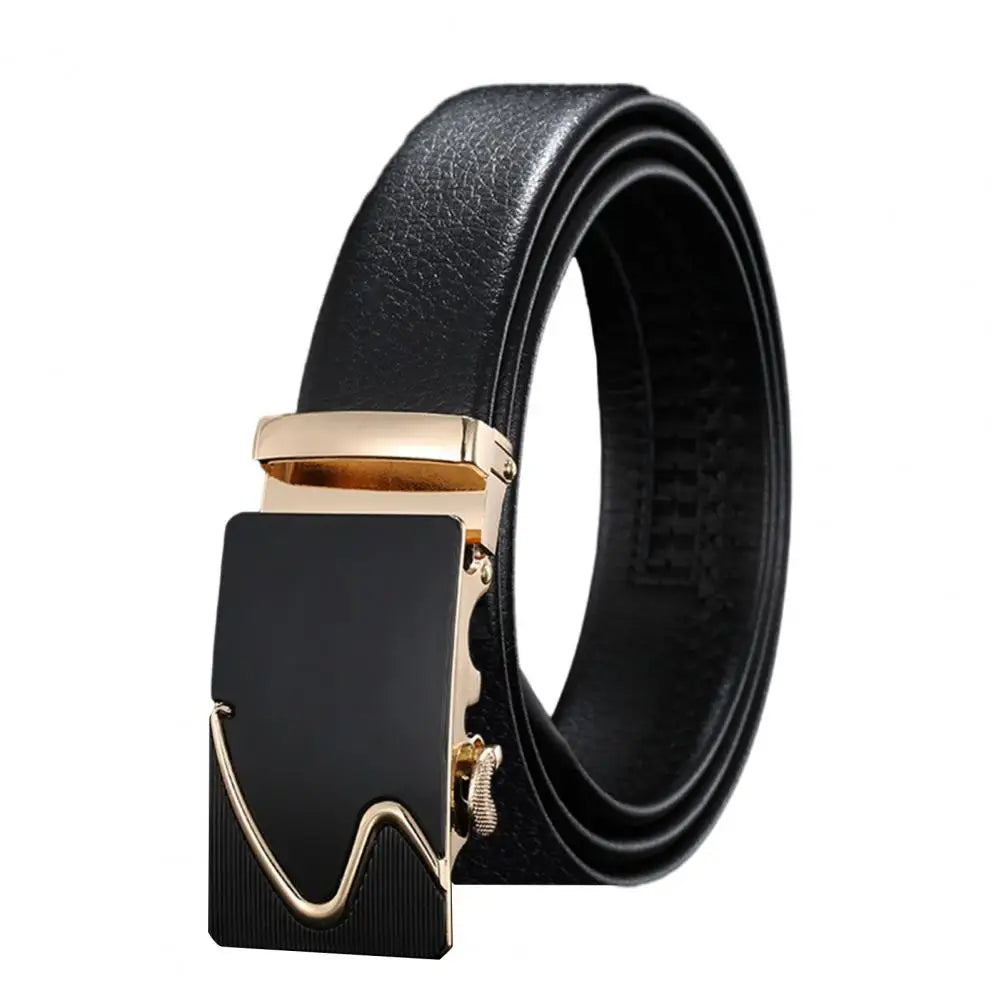 Men Belt High-quality Men's Automatic Business Belt with Smooth Faux Leather Alloy Buckle Durable Anti-slip Belt for Formal