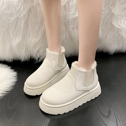 New Winter Women's Boots High-top Snow Boots Thickened Plush Warm Simple And Versatile Comfortable Outdoor Non-Slip Cotton Shoes