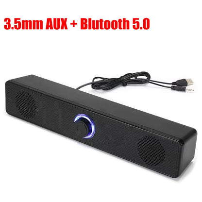 PC Soundbar Wired/Wireless Bluetooth Speaker USB Powered Soundbar for TV PC Laptop Gaming Home Theater Surround Audio System