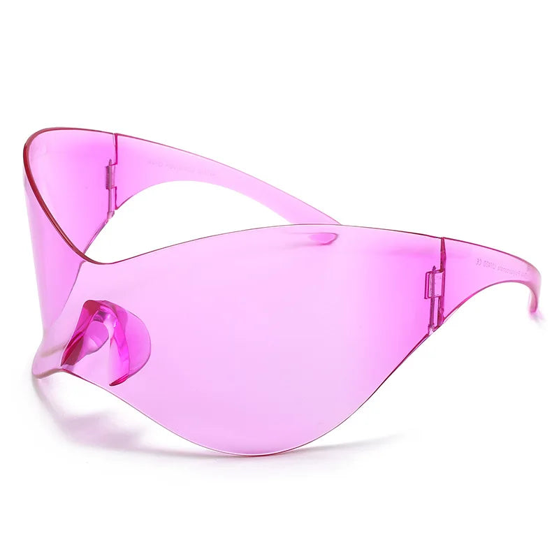 Oversized Futuristic Shield Sunglasses for Women Men Fashion Silver Mask Visor Sun Glasses Female Punk Y2K Eyeglasses