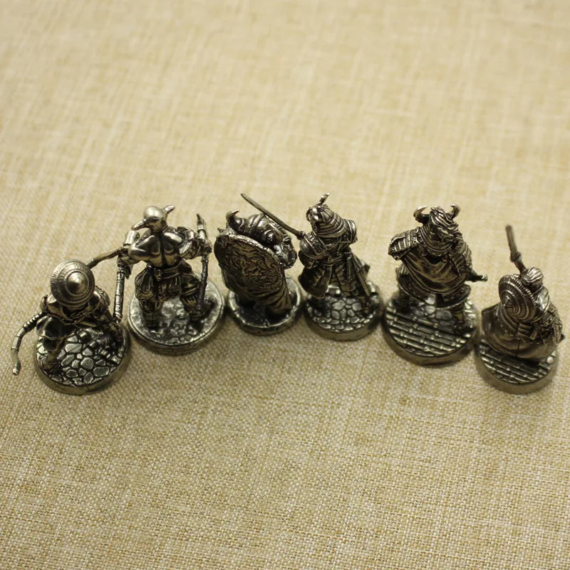 White Copper Japanese Shogunate Samurai Figurines Miniatures Vintage Metal Soldiers Model Statue Desktop  Ornament Toy