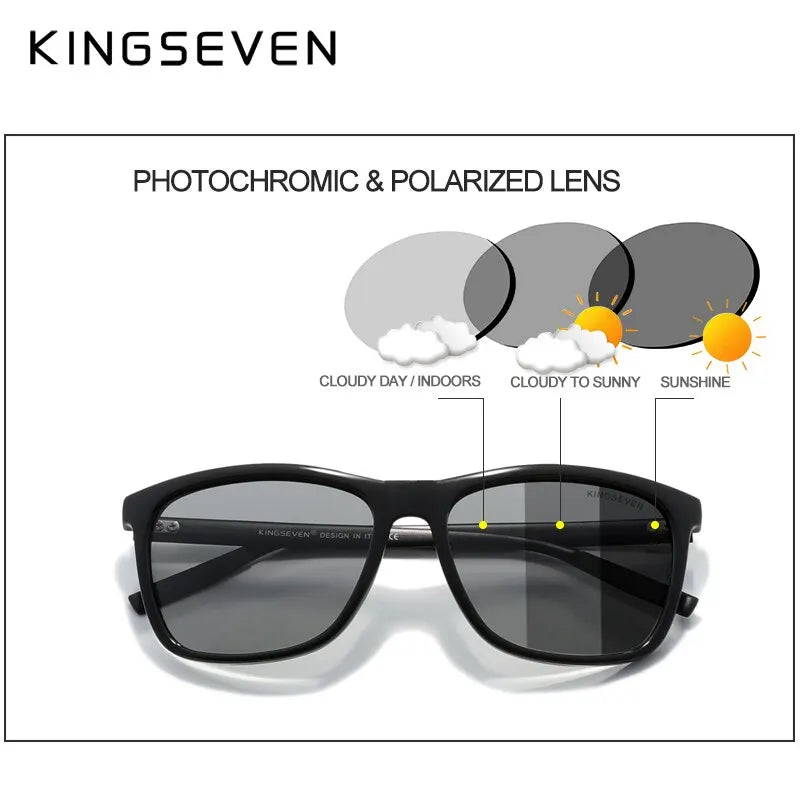 KINGSEVEN Aluminum Sunglasses Men Polarized Photochromic Sun Glasses Women's Glasses Accessories Outdoor Sports Eyewear UV400