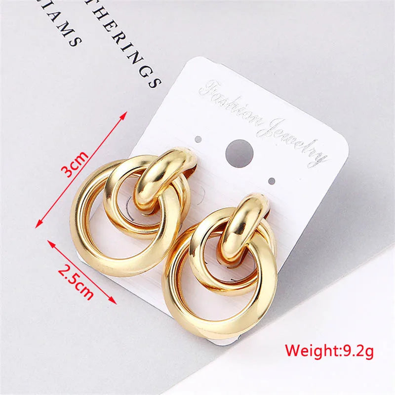 Fashion Metal Women Drop Earrings Hollow Geometric Dangle Earrings for Girls Punk Round Earrings Fashion Brincos Gift