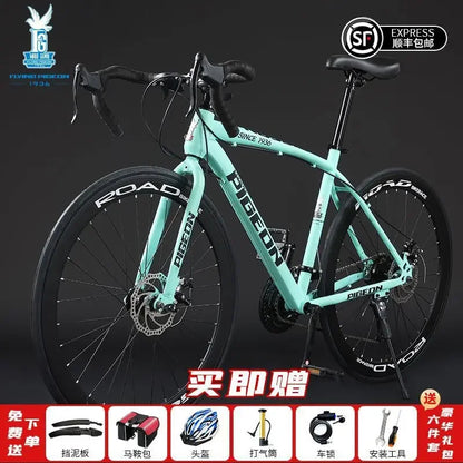 27-speed curved road bicycle high carbon steel frame Road Racing Bike 700C variable speed shock absorption City bike aldult