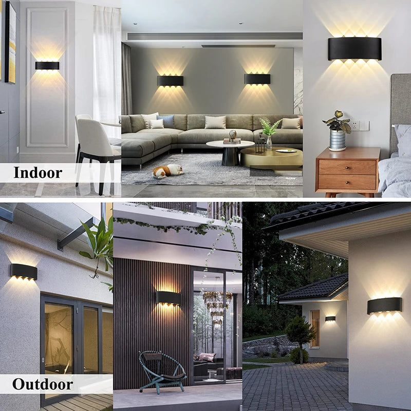 Outdoor Indoor LED Wall Light 2W 4W 6W 8W 10W 85-265V Up Down White Black Modern Light For Home Garden Bedroom Corridor