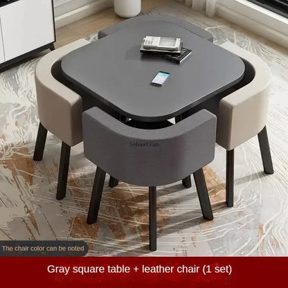 Simple Reception Table and Chair Combination 4 People Leisure Negotiation Office Table Nordic Small Round Table