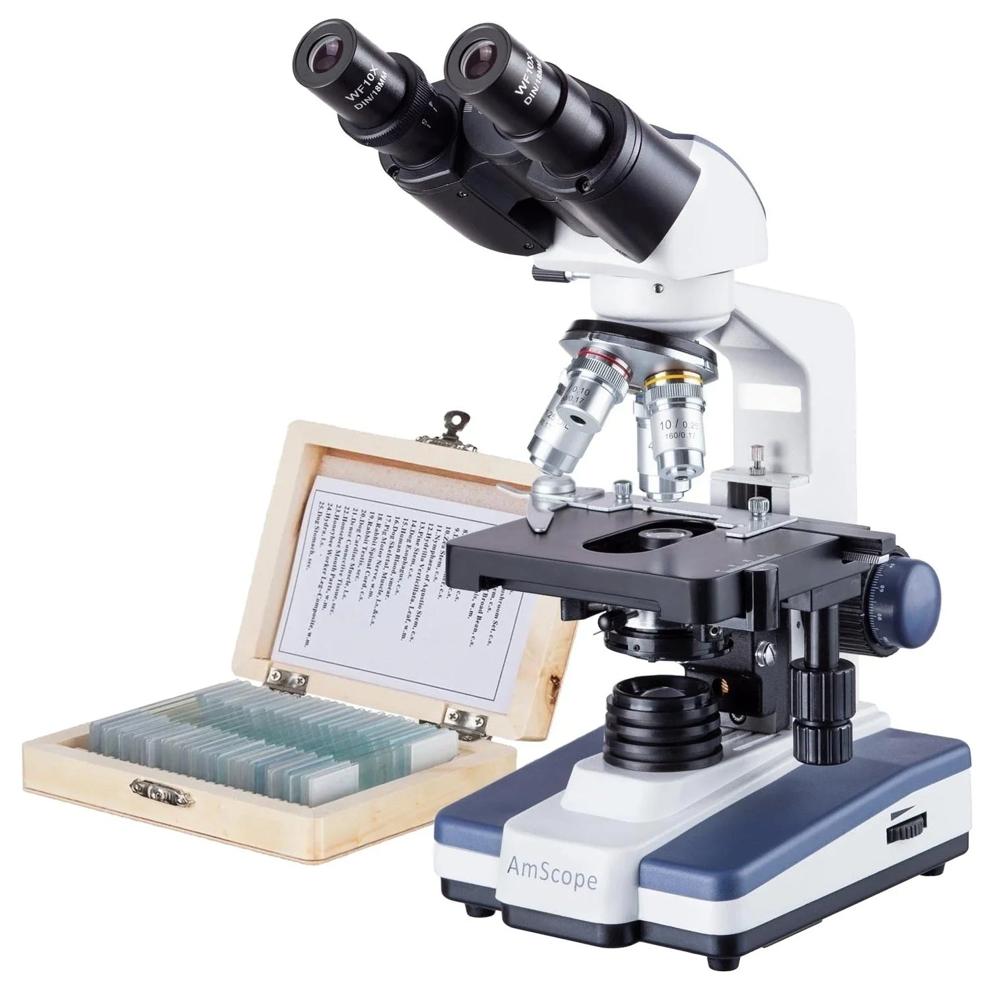 AmScope 40X-2500X LED Lab Binocular Compound Microscope with 3D-Stage