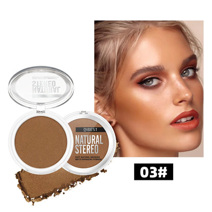 3D Bronzers Matte Wheat Contour Powder Palette Facial Makeup Natural Highlights Contouring Modification Waterproof Long-Lasting