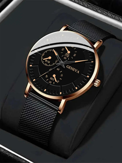 New Men Fashion Simple Watch  Male Commerce Watch Steel Mesh Sports Wristwatches Men's Watch Quartz Simple Casual Watch For