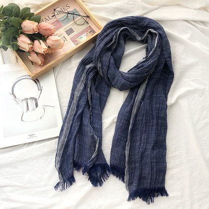 Autumn Winter Men Scarf Fashion Striped Cotton Linen Men's Scarves Warm Pashmina Neckerchief Short Tassel Bufandas Shawls