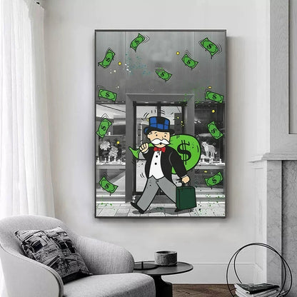 Fashion Luxury Alec Monopoly Carry Money Pop Art Posters and Prints Canvas Painting Home Living Room Decor Wall Art Pictures