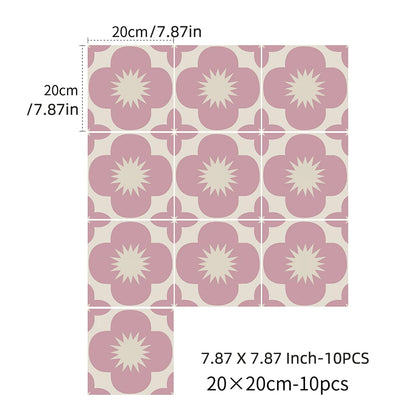 Self-adhesive Pink Peel and Stick Wall Tile Sticker Transfer, Vinyl Backsplash Tile Decals for Kitchen Bathroom,10pcs 20x20cm