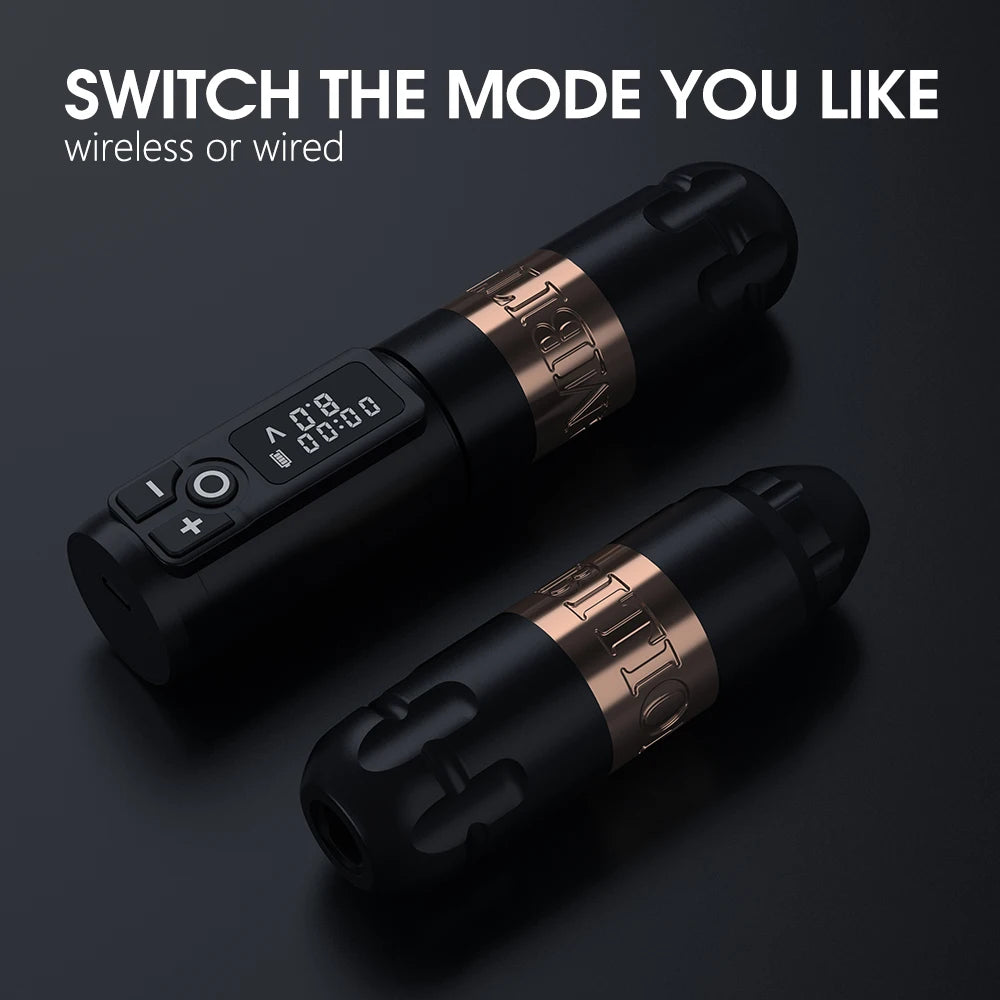 Ambition Soldier Wireless Tattoo Machine Rotaty Battery Pen 2400mAh LED Digital Display For Body Artwith Portable Power Pack