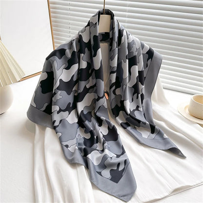 90*90Cm Square Scarf Twill Silk Feeling Women Head Shawls and Wraps Luxury Hair Tree Print Neck Scarves Hijab Bandana Pashmina