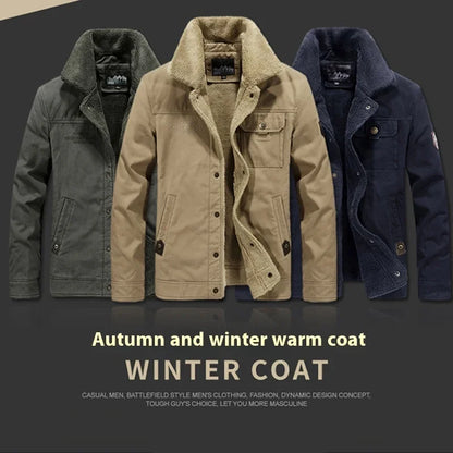 Winter New Denim Jacket Parkas with Added Fleece Men's Cotton Jacket Men's Loose Lamb Fleece Jacket Man Casual Thick Coat