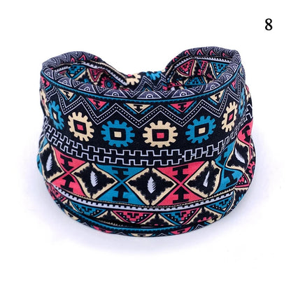 Boho Knot Turbans Yoga Elastic Head Wrap Women Headband Wide Hairbands Headwear Floral Bandanas Fashion Hair Band Accessories