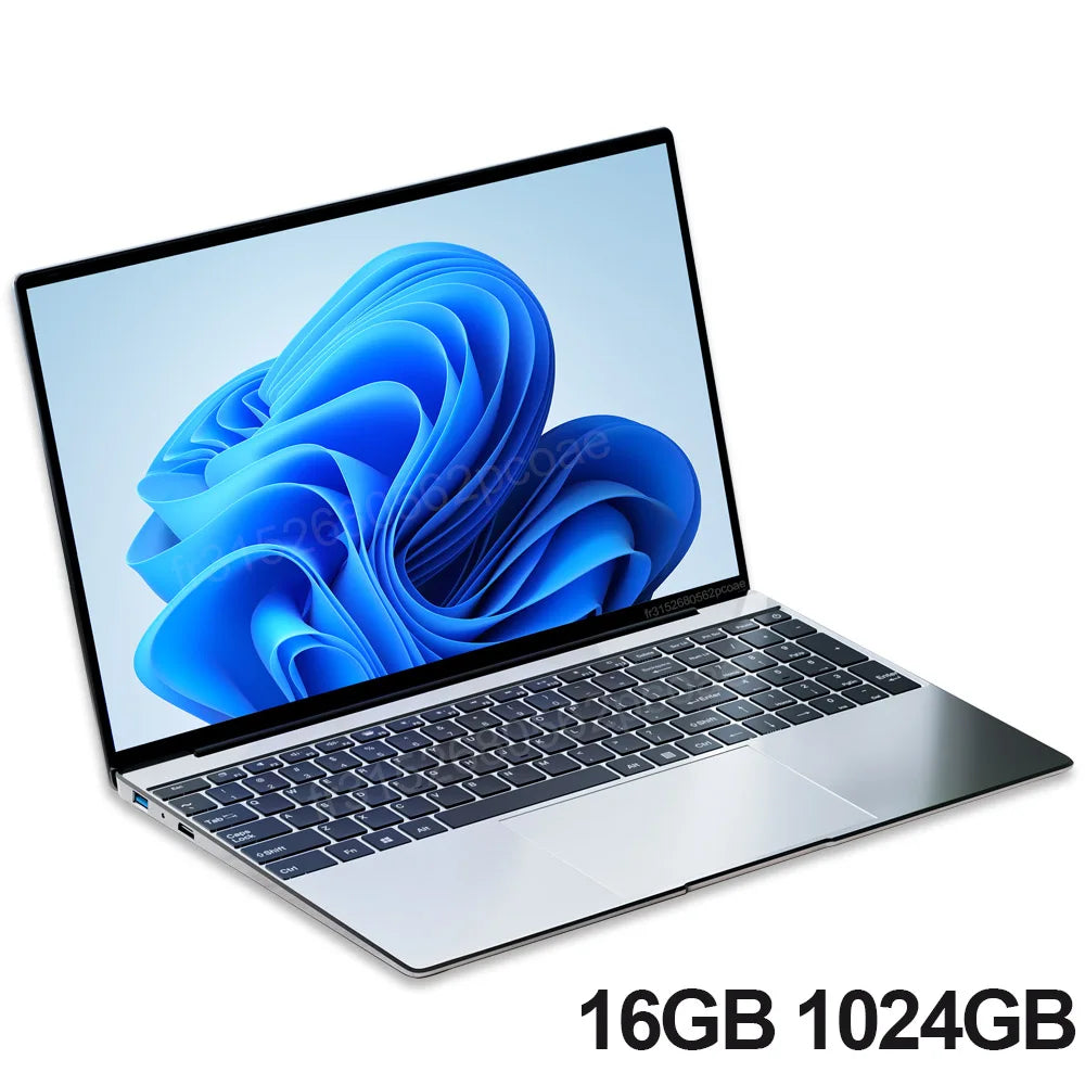 15.6" Ultra Slim Laptop 16GB RAM 2TB SSD Intel N3700 Notebook Gamer  1920*1080  Display Office Study Computer PC Windows 11 Pro