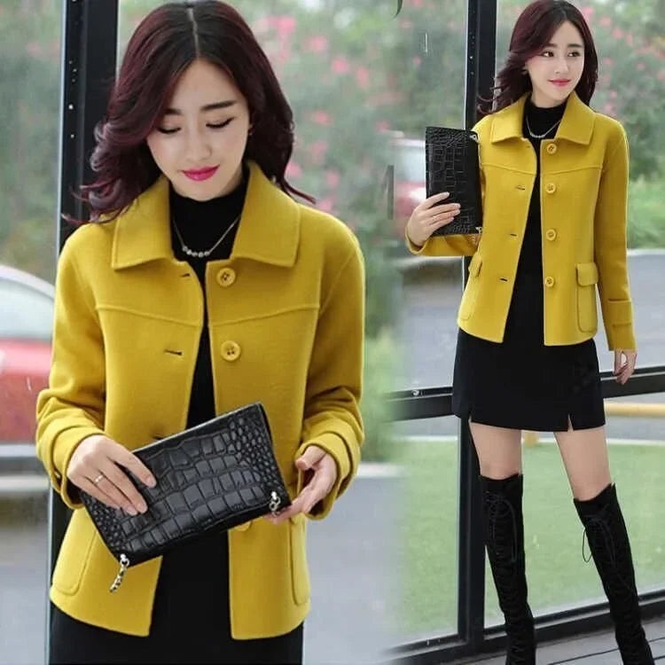 Fashionable Versatile Casual Petite Slimming Woolen Top Cropped Woolen Jacket Women's 2023 Korean Style New Arrival Clothing