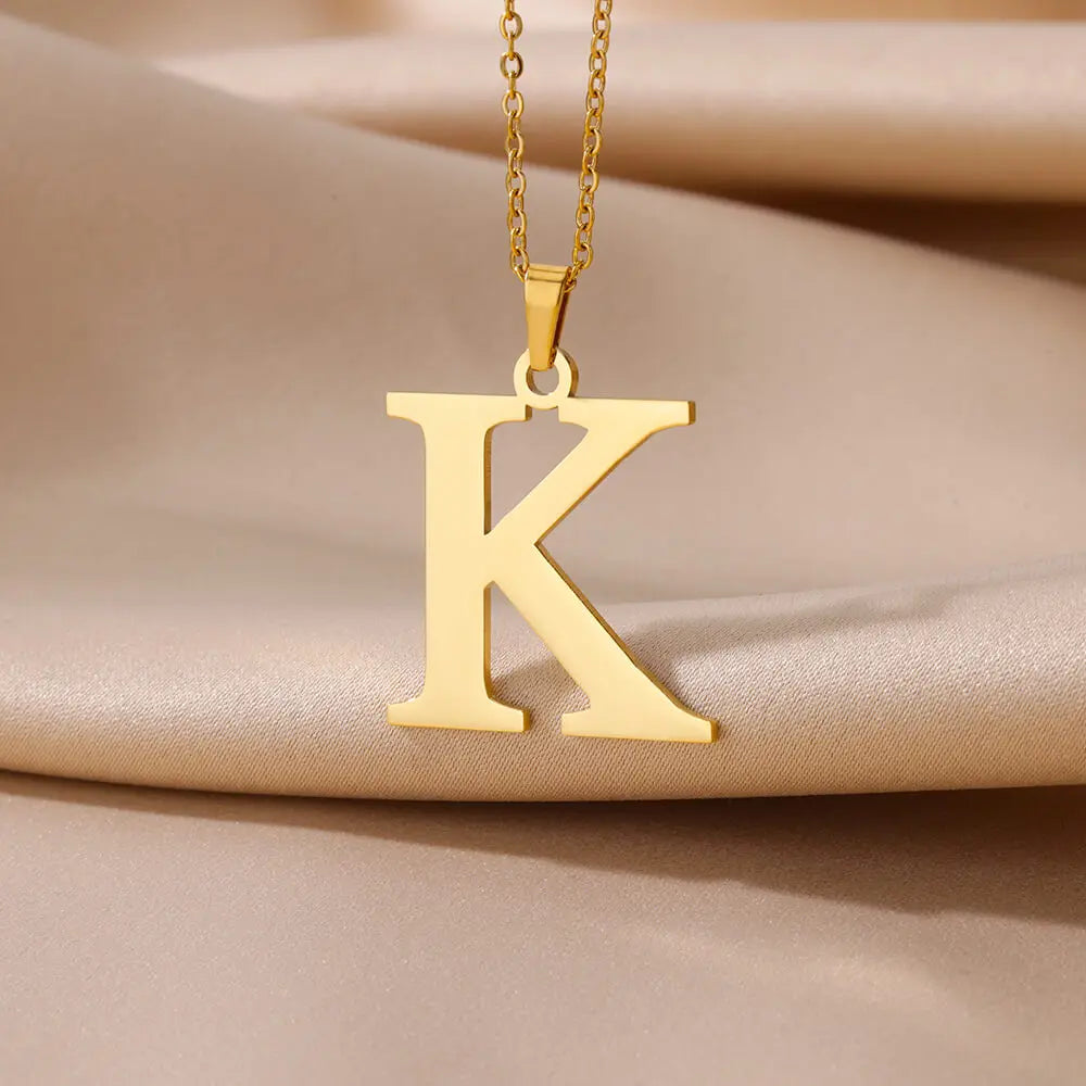 Stainless Steel A-Z Alphabet Necklace For Women Gold Color Punk 26 Letter Pendant Choker Necklace Party Aesthetic Jewelry 2024