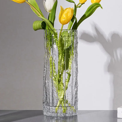 Vase Glacier Vase Glass Transparent Flower Arrangement Rose Flower Living Room Dining Table Decoration Bottle