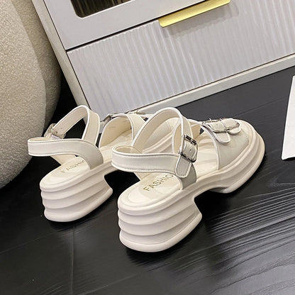 2024 Women Sandals Beach Shoes for Women Summer Heels All-Match Med Clogs Wedge Sandalen Girls Medium Platform Sandalen Outsid