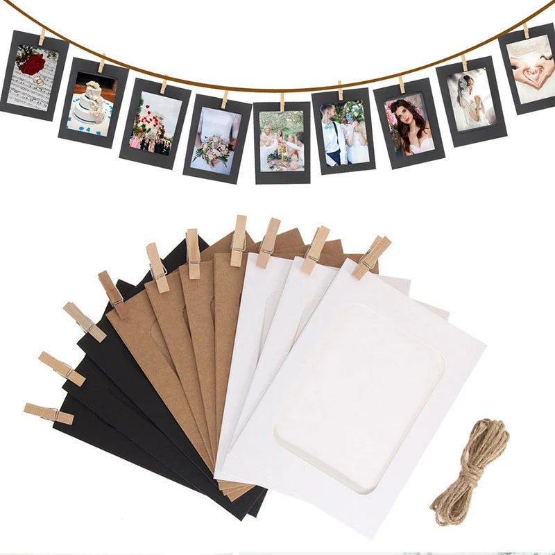 Photo Frame For Picture Wooden Photo Frame Clip Paper Picture Holder Wedding Wall Decor Graduation Party Photo Booth Props