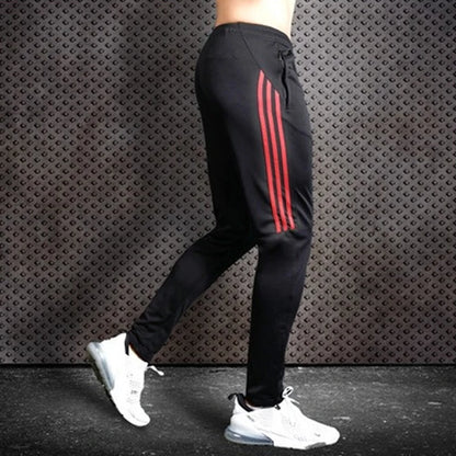 Quick Dry Mens Sports Soccer Football Training Pants With Zipper Pockets Running Jogging Long Pants