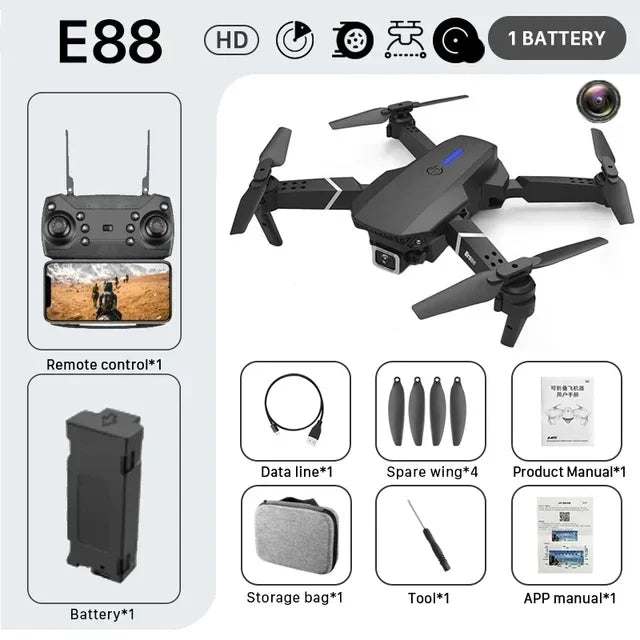 Xiaomi  E88 Pro Aerial Photography Aircraft 8K Dual Camera Drone Three-Axis Gimbal Automatic Cruise Folding Drone