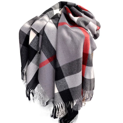 2024 Pamwallymensa Women's Scarf Winter Luxury Brand Tippet Scarves for Ladies Plaid Shawls Warm British Style Thicken Man